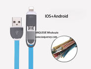 1M 2 in 1 Noodle USB Charging Cable for iPhone Samsung, Silk print logo
