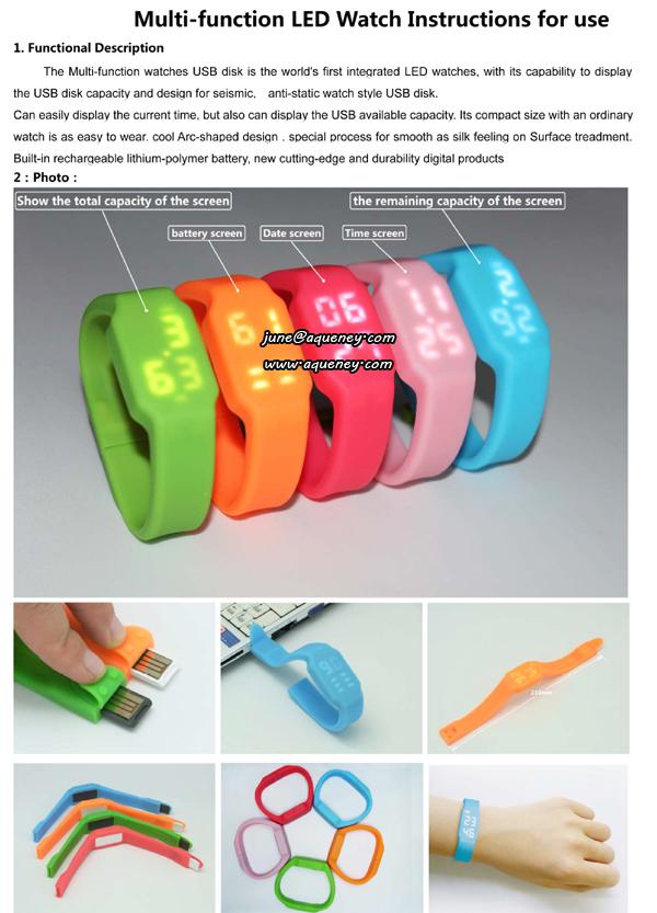 Wristband 1GB~32GB USB with LED Watch for Christmas