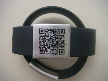 High quality Custom color emergency id silicone bracelet with laser engraved QR code