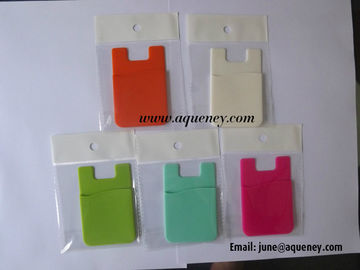 3M sticker silicone smart wallet purse, silicon back phone pouch, silicone card holder