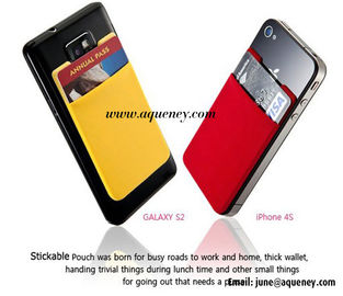 3M sticker silicone smart wallet purse, silicon back phone pouch, silicone card holder