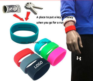 High quality custom silicone Arm Pocket Band, Silicone Wristband With Pocket