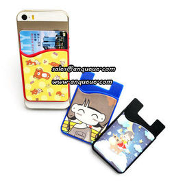 Buy Novelty custom color portable Silicone adhesive smart wallet phone with mobile screen cleaner