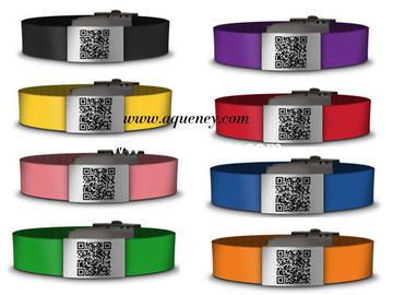 High quality Custom color emergency id silicone bracelet with laser engraved QR code