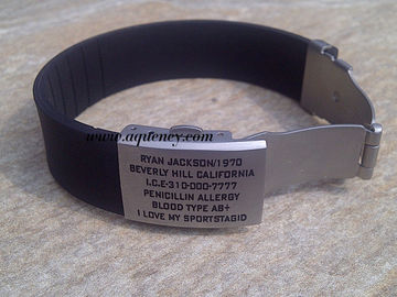 Factory produce medical alert bracelet,Custom size silicone ID Wrist with engraved logo