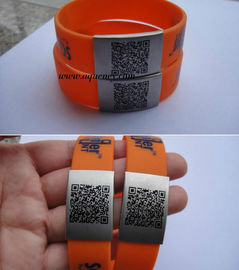 Custom made Silicone & Stainless steel ID Bracelet, Medical ID wristband