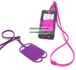 Factory new mold Silicone phone wallet with lanyard, silicone lanyard cell phone holder