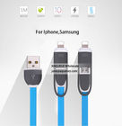 2 in 1 flexible Flat compatible USB Data Cable For Micro And iPhone usb charging cable