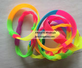 New style rainbow Twist Silicone Rubber Bracelets,Silicone Braided bracelet,Silicone CHAIN Wristbands