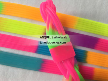 Rainbow rubber bracelets, rainbow silicone wristbands, soft rubber bands