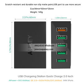 Amazon selling hot USB ports 5 in 1 USB desk top charger home charger,black color can custom