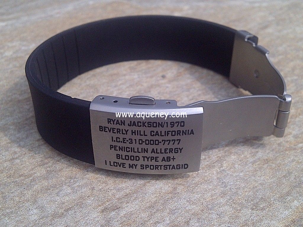 Shenzhen manufacture unique QR wristband / silicone ID bracelet with metal plate,various color
