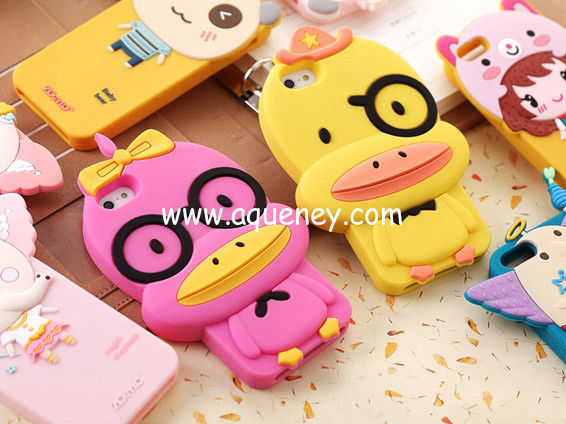 Cute Duck shape mobile phone case for Iphone, Silicone phone case