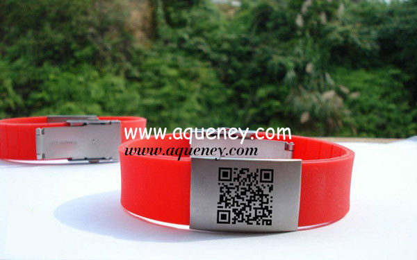Buy from China Emergency ID Bracelet Black,Red Color silicone ID wristband