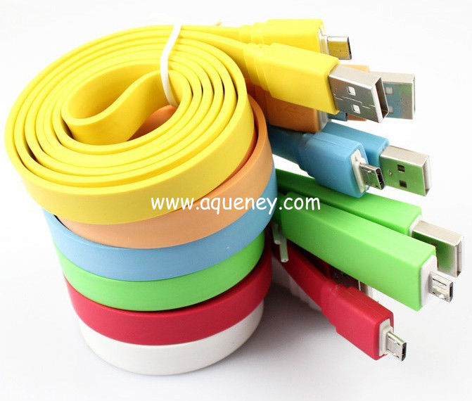 1M Colorful USB Noodle Cable, USB Date Charger For Sumsung