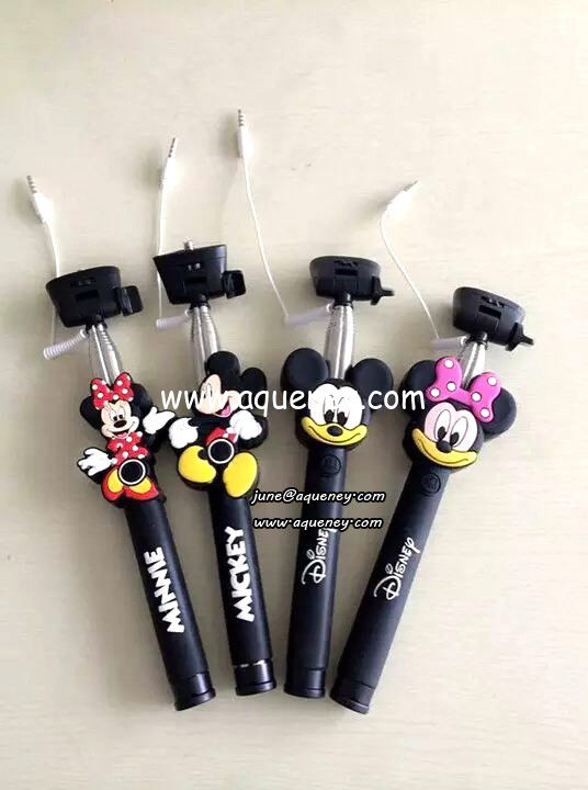 3D Cartoon Extendable Handheld Selfie Stick Monopod with Silicone Handle