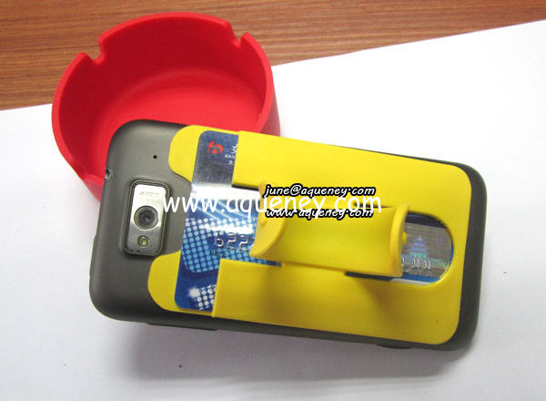 Custom colorful 3M adhensive silicone smart wallet with stand