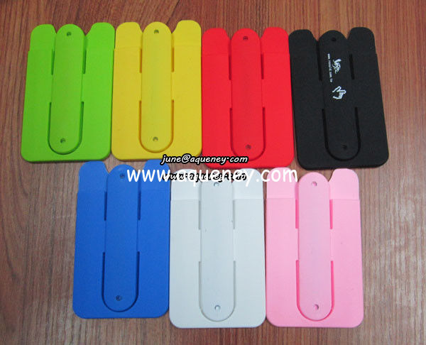 Custom Smart wallet Silicone Mobile Card Holder with Slap Stand