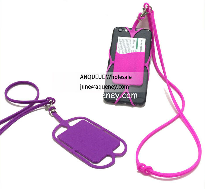 Promotional Silicone Lanyard Smart Wallet,Silicone phone case with business card holder