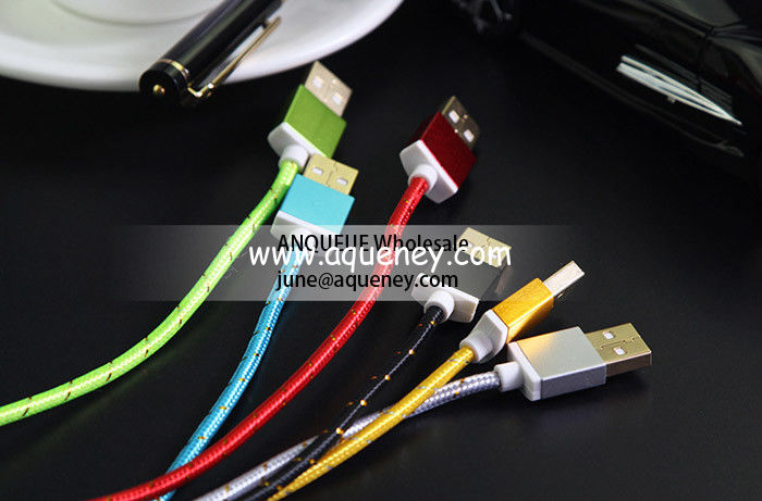 NEW HOT Factory directly  nylon braided 1.5M USB data sync charger cable, charge line