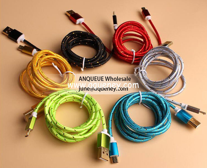 Wholesale 1.5m sync nylon braided usb cable micro usb charging cable for samsung, IPhone