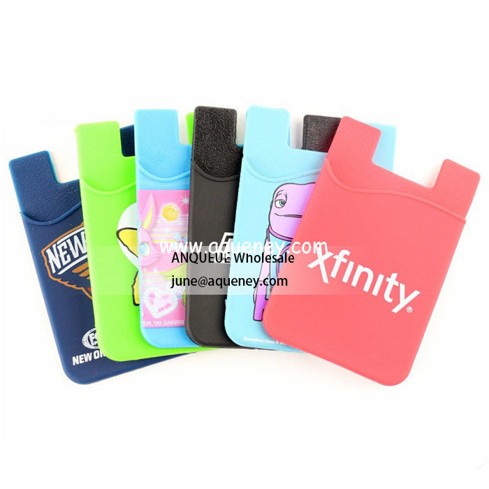 LOGO Silk Print on Silicone Smart Phone Wallet/Phone Pouch/Card Holder