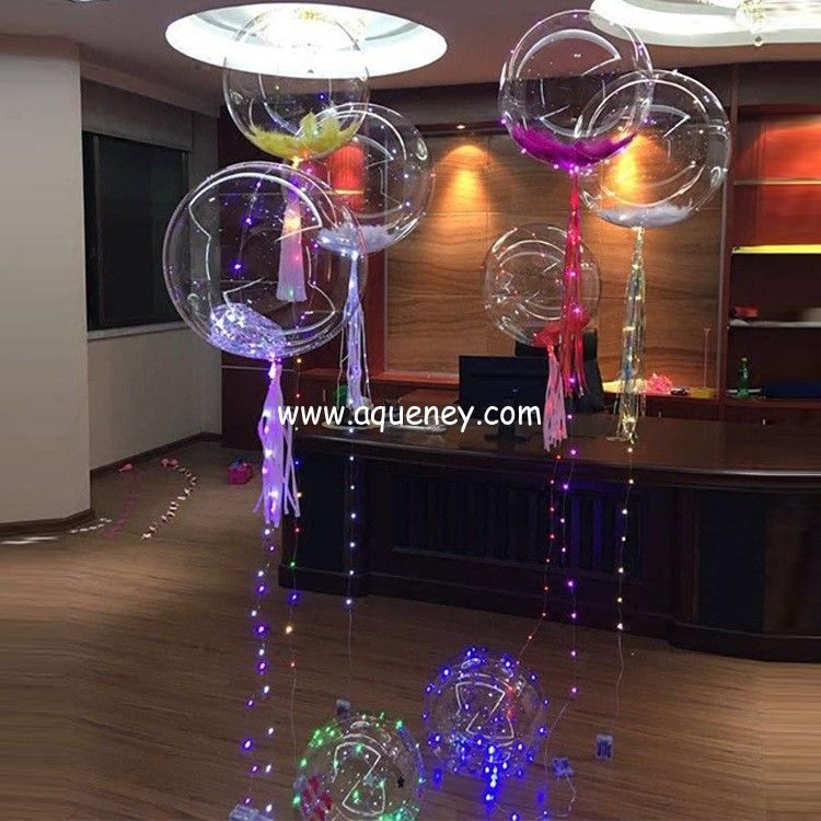 2018 New Christmas new decoration 18" transparent BOBO helium balloon with led string lights